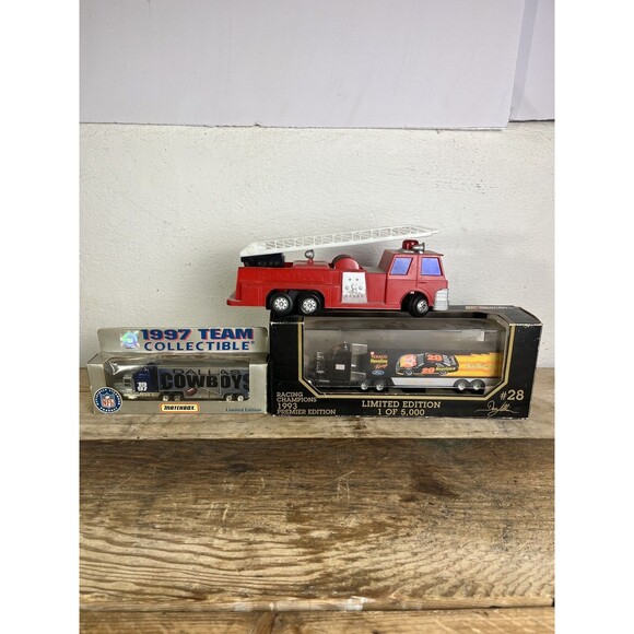 Lot Of 3 Vintage Diecast Collectible NFL Dallas Cowboys Red Bull Trucks And More - Picture 1 of 14